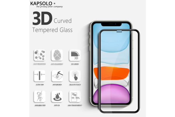 Szkło hartowane Kapsolo 3D Full Cover Glass Black iPhone X